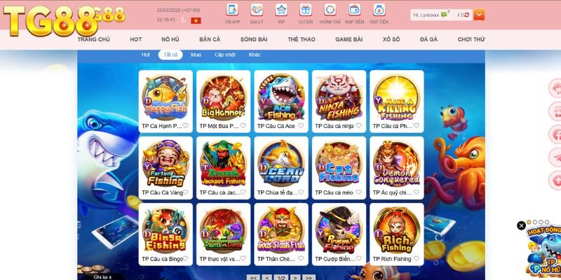 Khám phá nhiều tựa game bắn cá TG88 đa dạng tại sảnh TP